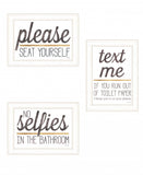 Set Of Three Toilet Humor 1 White Framed Print Wall Art - Homeroots