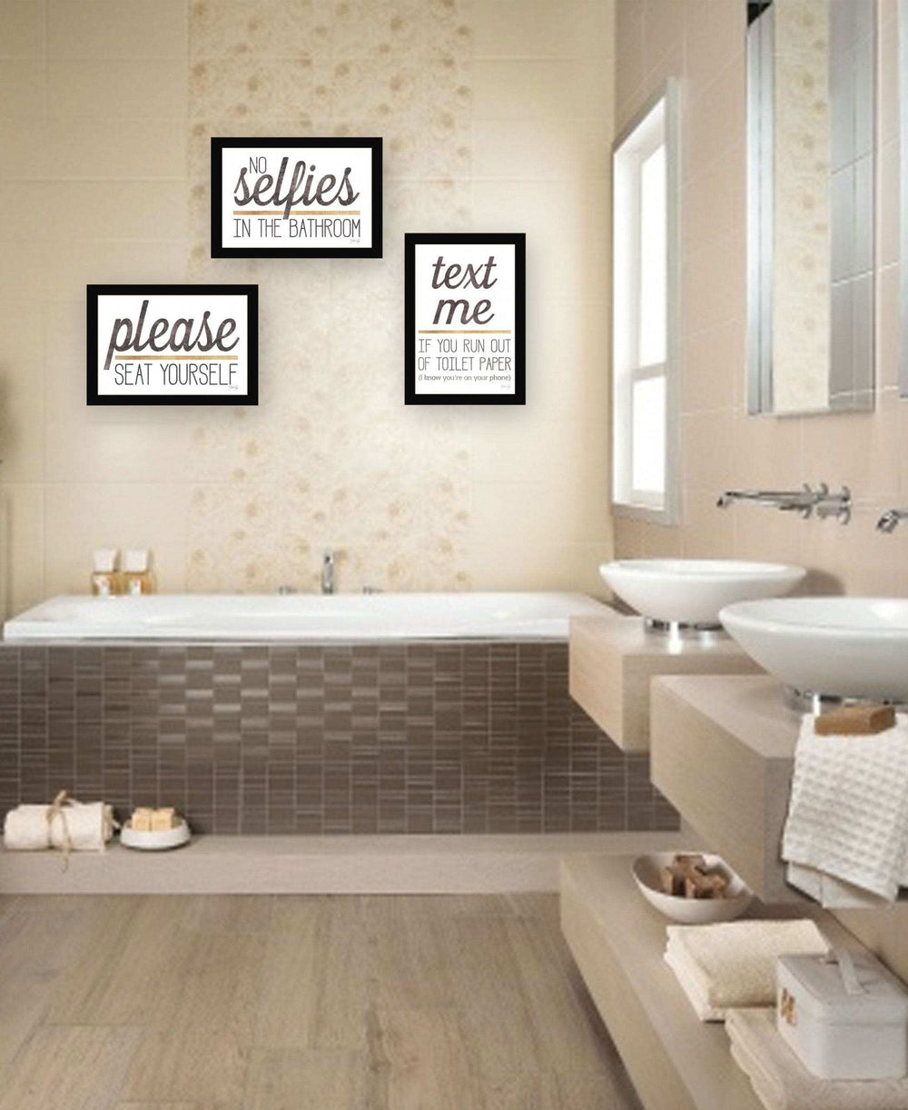 Set Of Three Toilet Humor 3 Black Framed Print Wall Art - Homeroots - Flyclothing LLC