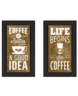 Set Of Two Life Begins and Ends With Coffee Black Framed Print Wall Art - Homeroots - Flyclothing LLC