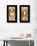 Set Of Two Life Begins and Ends With Coffee Black Framed Print Wall Art - Homeroots