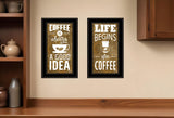 Set Of Two Life Begins and Ends With Coffee Black Framed Print Wall Art - Homeroots