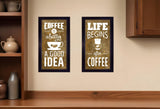 Set Of Two Life Begins and Ends With Coffee Black Framed Print Wall Art - Homeroots