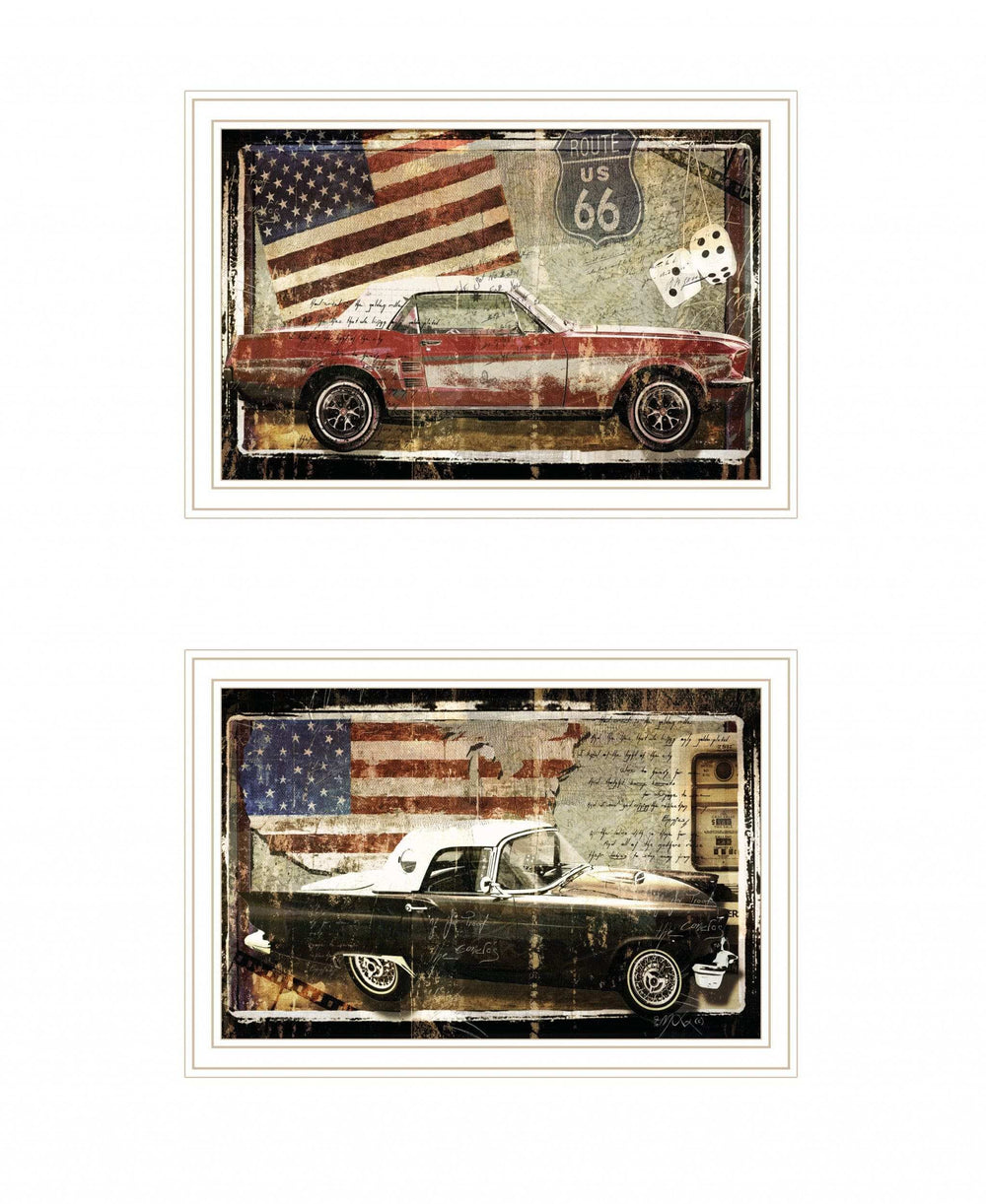 Set Of Two Vintage Classics 2 White Framed Print Wall Art - Homeroots - Flyclothing LLC
