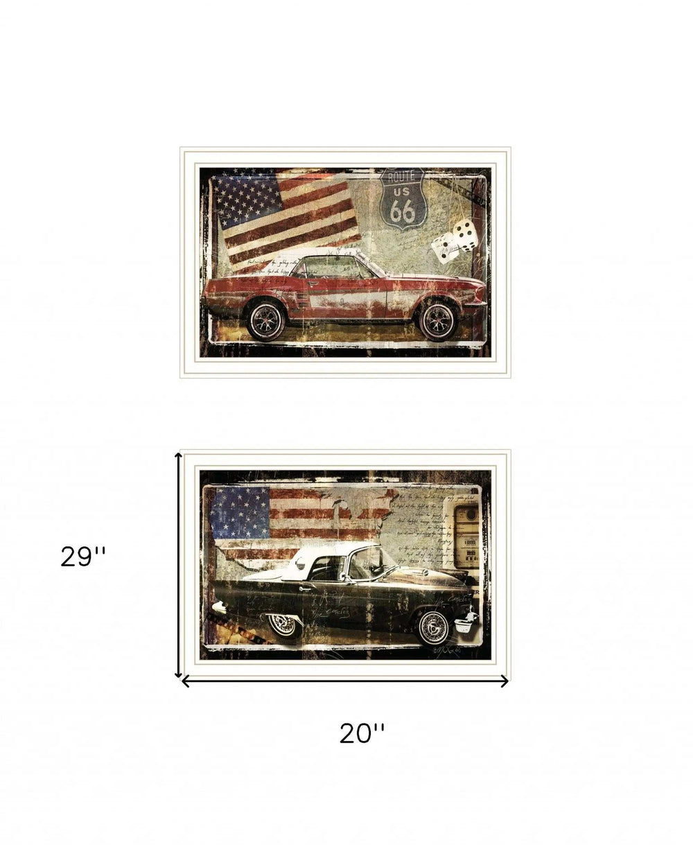 Set Of Two Vintage Classics 2 White Framed Print Wall Art - Homeroots - Flyclothing LLC