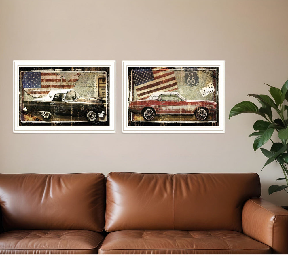 Set Of Two Vintage Classics 2 White Framed Print Wall Art - Homeroots