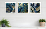 Set Of Three Deep Blue 2 White Framed Print Wall Art - Homeroots