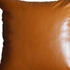 20" Brown Faux Leather Throw Pillow - Homeroots