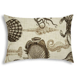 14" X 20" Brown And Natural Brown Seashells Blown Seam Nautical Lumbar Indoor Outdoor Pillow - Homeroots
