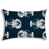14" X 20" Navy Blue And White Lobster Blown Seam Lumbar Indoor Outdoor Pillow - Homeroots