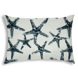 14" X 20" Navy Blue And White Starfish Blown Seam Coastal Lumbar Indoor Outdoor Pillow - Homeroots
