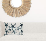 14" X 20" Navy Blue And White Starfish Blown Seam Coastal Lumbar Indoor Outdoor Pillow - Homeroots