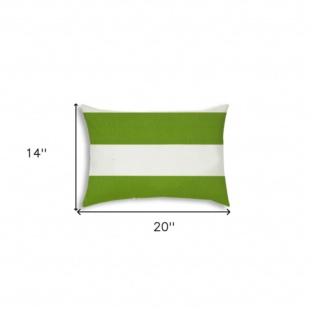 14" X 20" Green And Ivory Blown Seam Striped Lumbar Indoor Outdoor Pillow - Homeroots - Flyclothing LLC