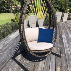 14" X 20" Blue Indoor Outdoor Throw Pillow With Texture