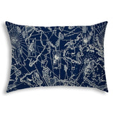 20" X 14" Navy, Tan Blown Seam Polyester Lumbar Indoor Outdoor Pillow Cover & Insert - Homeroots