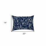 20" X 14" Navy, Tan Blown Seam Polyester Lumbar Indoor Outdoor Pillow Cover & Insert