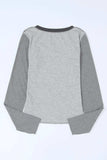 Exposed Seam Contrast Round Neck Long Sleeve T-Shirt - Trendsi - Flyclothing LLC