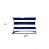 14" X 20" Navy Blue And White Blown Seam Striped Lumbar Indoor Outdoor Pillow - Homeroots - Flyclothing LLC