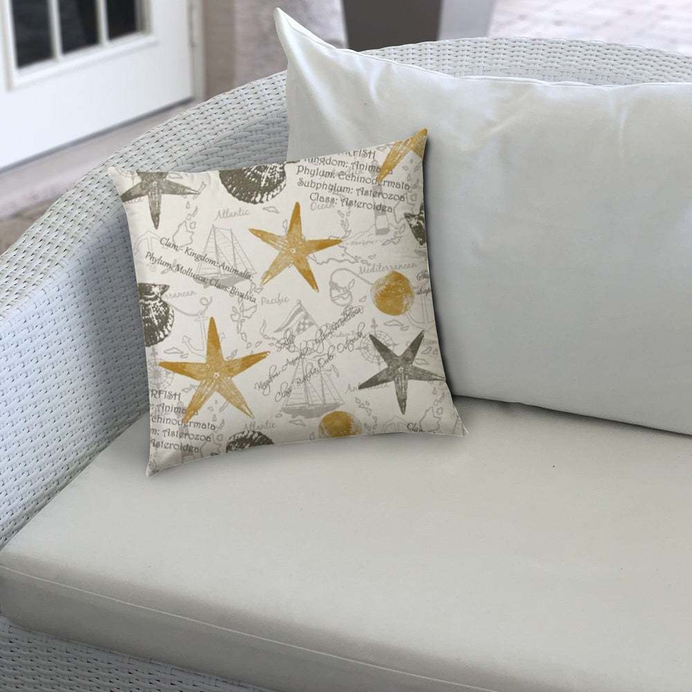 14" X 20" Gold And Cream Boat Blown Seam Coastal Lumbar Indoor Outdoor Pillow - Homeroots - Flyclothing LLC