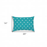 14" X 20" Turquoise Blown Seam Polka Dots Lumbar Indoor Outdoor Pillow - Homeroots - Flyclothing LLC
