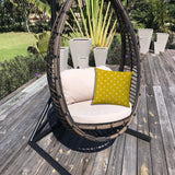 14" X 20" White And Yellow Blown Seam Polka Dots Lumbar Indoor Outdoor Pillow - Homeroots