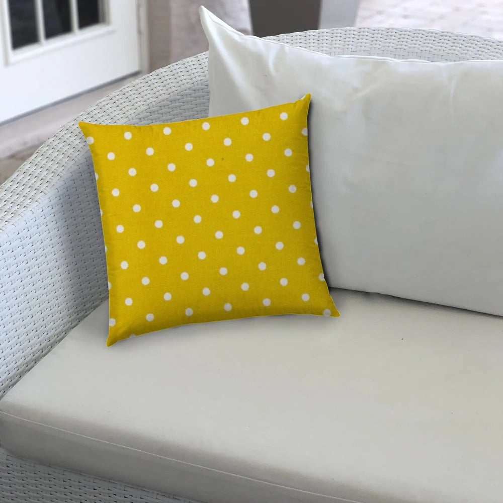 14" X 20" White And Yellow Blown Seam Polka Dots Lumbar Indoor Outdoor Pillow - Homeroots - Flyclothing LLC