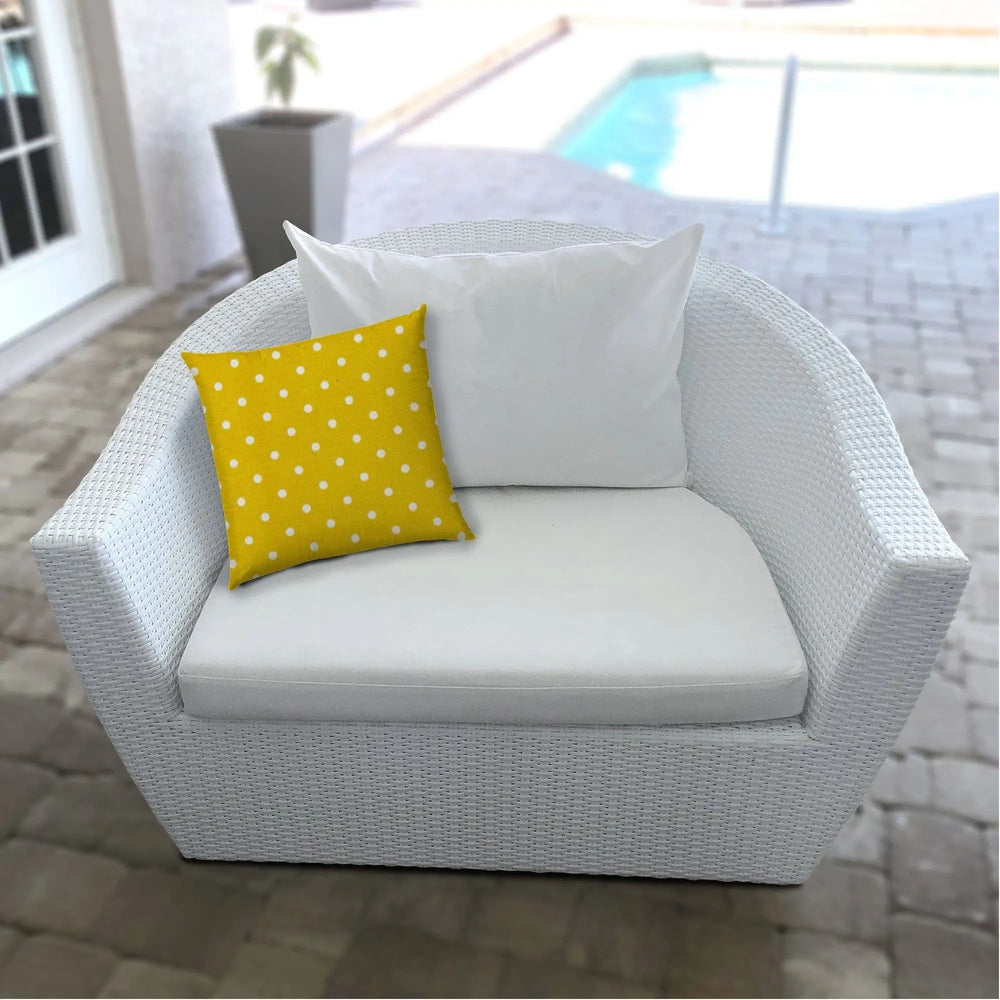 14" X 20" White And Yellow Blown Seam Polka Dots Lumbar Indoor Outdoor Pillow - Homeroots - Flyclothing LLC
