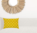 14" X 20" White And Yellow Blown Seam Polka Dots Lumbar Indoor Outdoor Pillow - Homeroots
