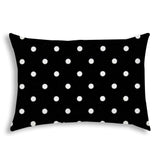 14" X 20" Black And White Blown Seam Polka Dots Lumbar Indoor Outdoor Pillow - Homeroots