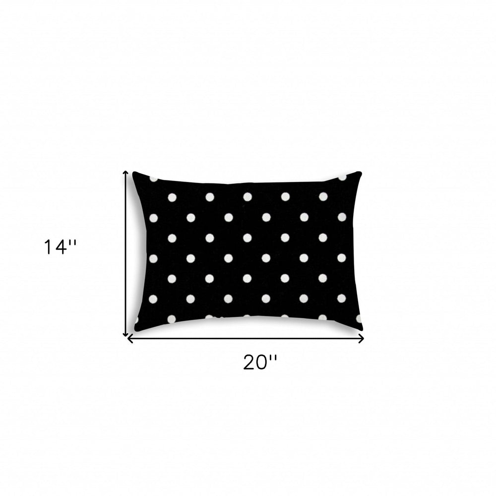 14" X 20" Black And White Blown Seam Polka Dots Lumbar Indoor Outdoor Pillow - Homeroots - Flyclothing LLC