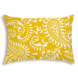 14" X 20" Cream And White Blown Seam Paisley Lumbar Indoor Outdoor Pillow - Homeroots