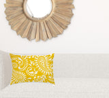 14" X 20" Cream And White Blown Seam Paisley Lumbar Indoor Outdoor Pillow - Homeroots