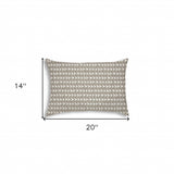 14" X 20" Taupe And White Blown Seam Geometric Lumbar Indoor Outdoor Pillow - Homeroots