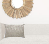 14" X 20" Taupe And White Blown Seam Geometric Lumbar Indoor Outdoor Pillow - Homeroots
