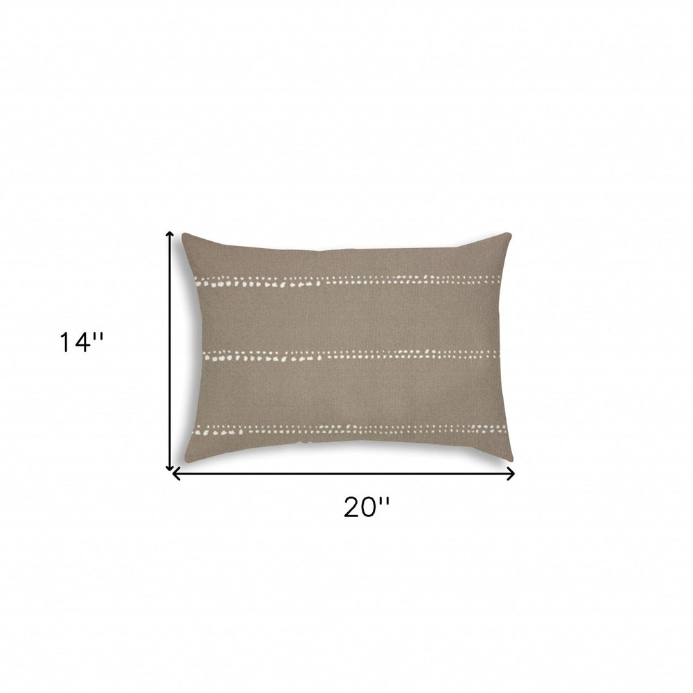 14" X 20" Taupe And White Blown Seam Polka Dots Lumbar Indoor Outdoor Pillow - Homeroots - Flyclothing LLC