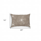 14" X 20" Taupe And White Blown Seam Floral Lumbar Indoor Outdoor Pillow - Homeroots - Flyclothing LLC