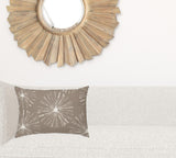 14" X 20" Taupe And White Blown Seam Floral Lumbar Indoor Outdoor Pillow - Homeroots