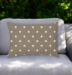 14" X 20" Taupe Polka Dot Indoor Outdoor Throw Pillow