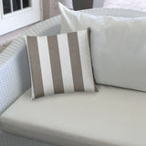 14" X 20" Taupe And Ivory Blown Seam Striped Lumbar Indoor Outdoor Pillow - Homeroots