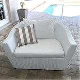 14" X 20" Taupe And Ivory Blown Seam Striped Lumbar Indoor Outdoor Pillow - Homeroots