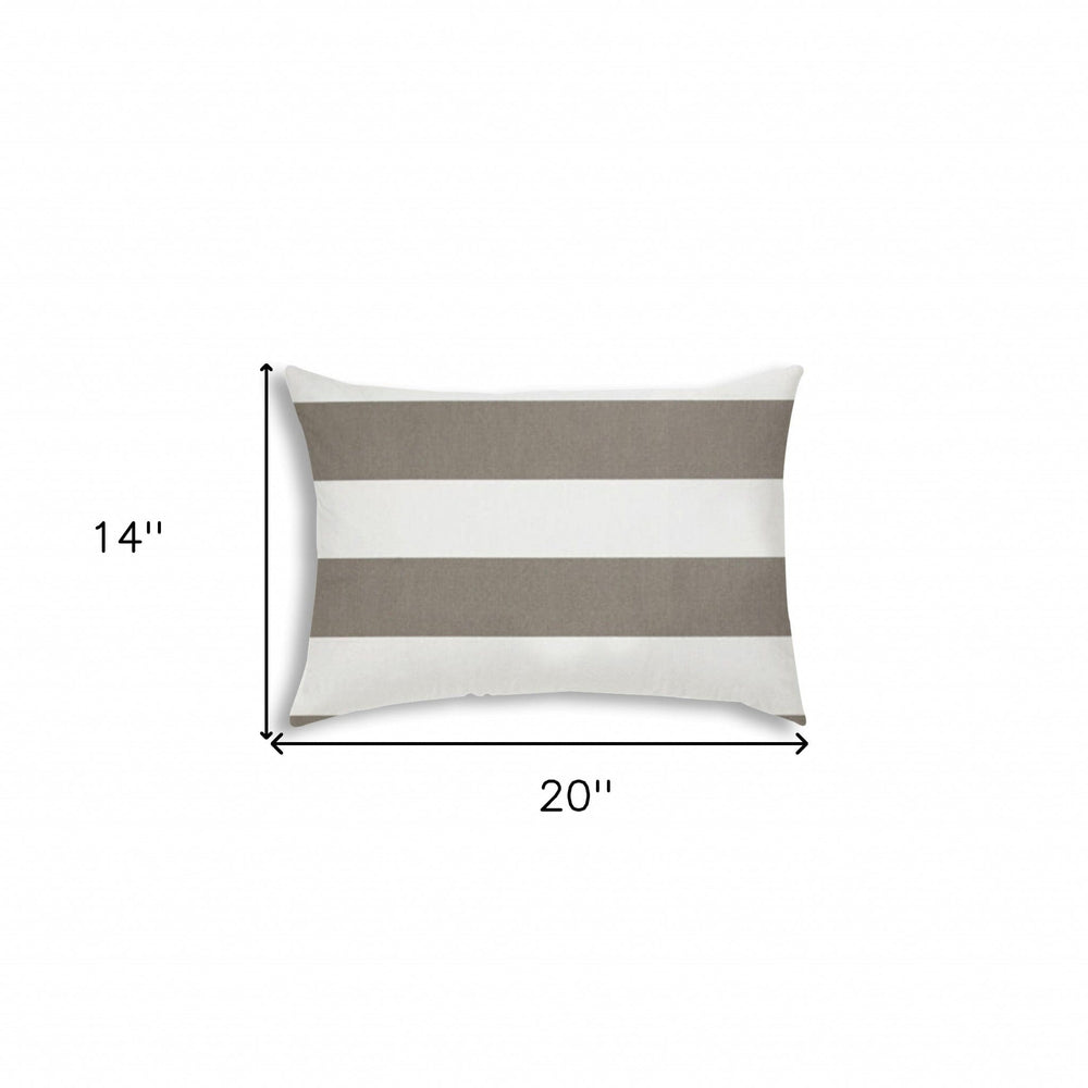 14" X 20" Taupe And Ivory Blown Seam Striped Lumbar Indoor Outdoor Pillow - Homeroots - Flyclothing LLC