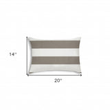 14" X 20" Taupe And Ivory Blown Seam Striped Lumbar Indoor Outdoor Pillow - Homeroots - Flyclothing LLC