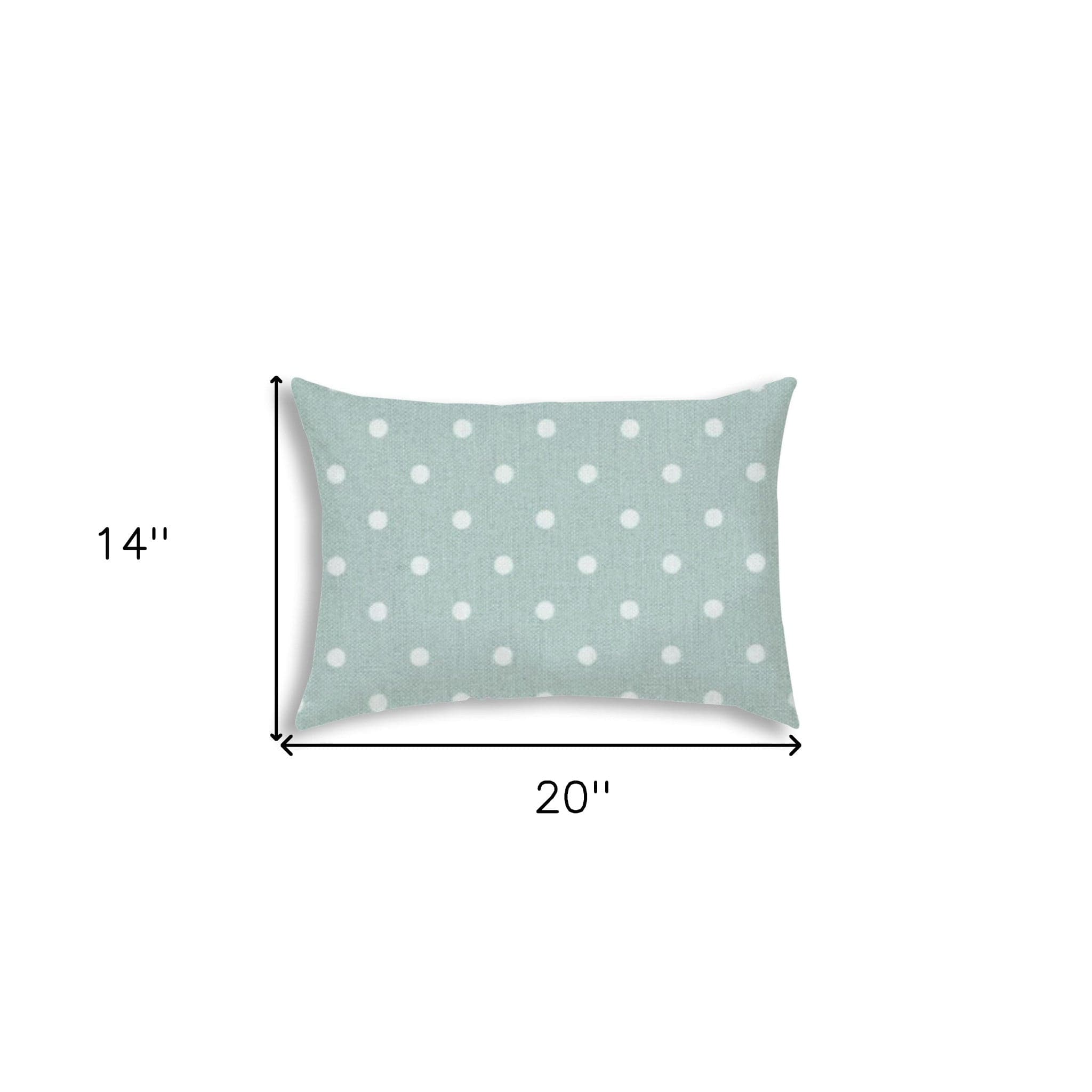 14" X 20" Sea Green Polka Dot Indoor Outdoor Throw Pillow