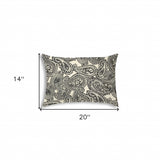 14" X 20" Gray And Cream Blown Seam Paisley Lumbar Indoor Outdoor Pillow - Homeroots - Flyclothing LLC