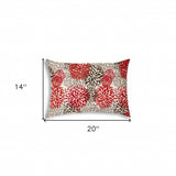 14" X 20" Red And White Blown Seam Floral Lumbar Indoor Outdoor Pillow - Homeroots - Flyclothing LLC