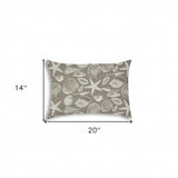 14" X 20" Cream And Gray Seashells Blown Seam Nautical Lumbar Indoor Outdoor Pillow - Homeroots - Flyclothing LLC