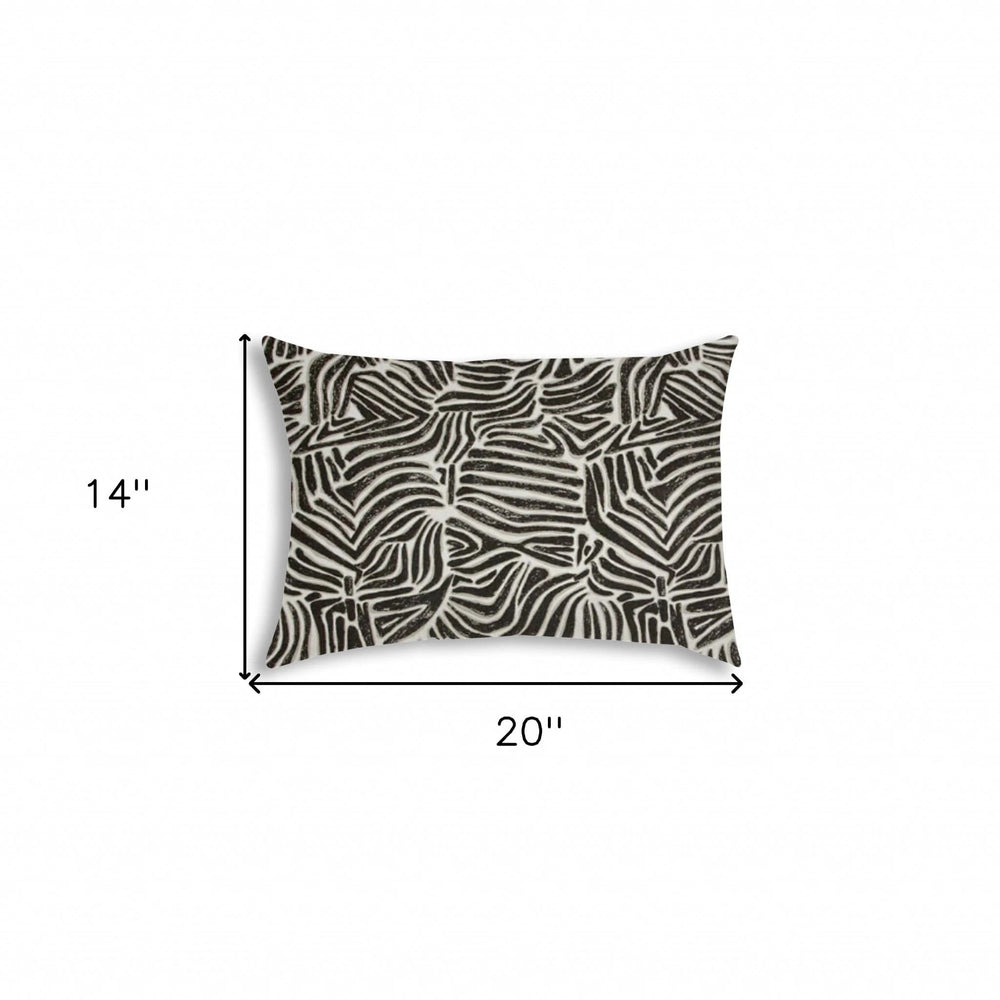 14" X 20" Black And White Safari Animals Blown Seam Animal Print Lumbar Indoor Outdoor Pillow - Homeroots - Flyclothing LLC