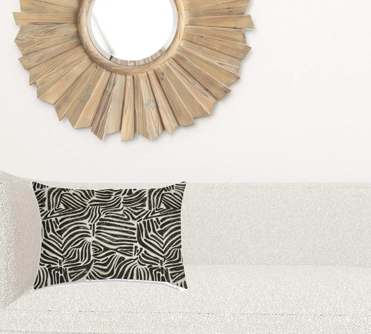 14" X 20" Black And White Safari Animals Blown Seam Animal Print Lumbar Indoor Outdoor Pillow - Homeroots