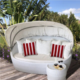14" X 20" Hot White Blown Seam Striped Lumbar Indoor Outdoor Pillow - Homeroots - Flyclothing LLC