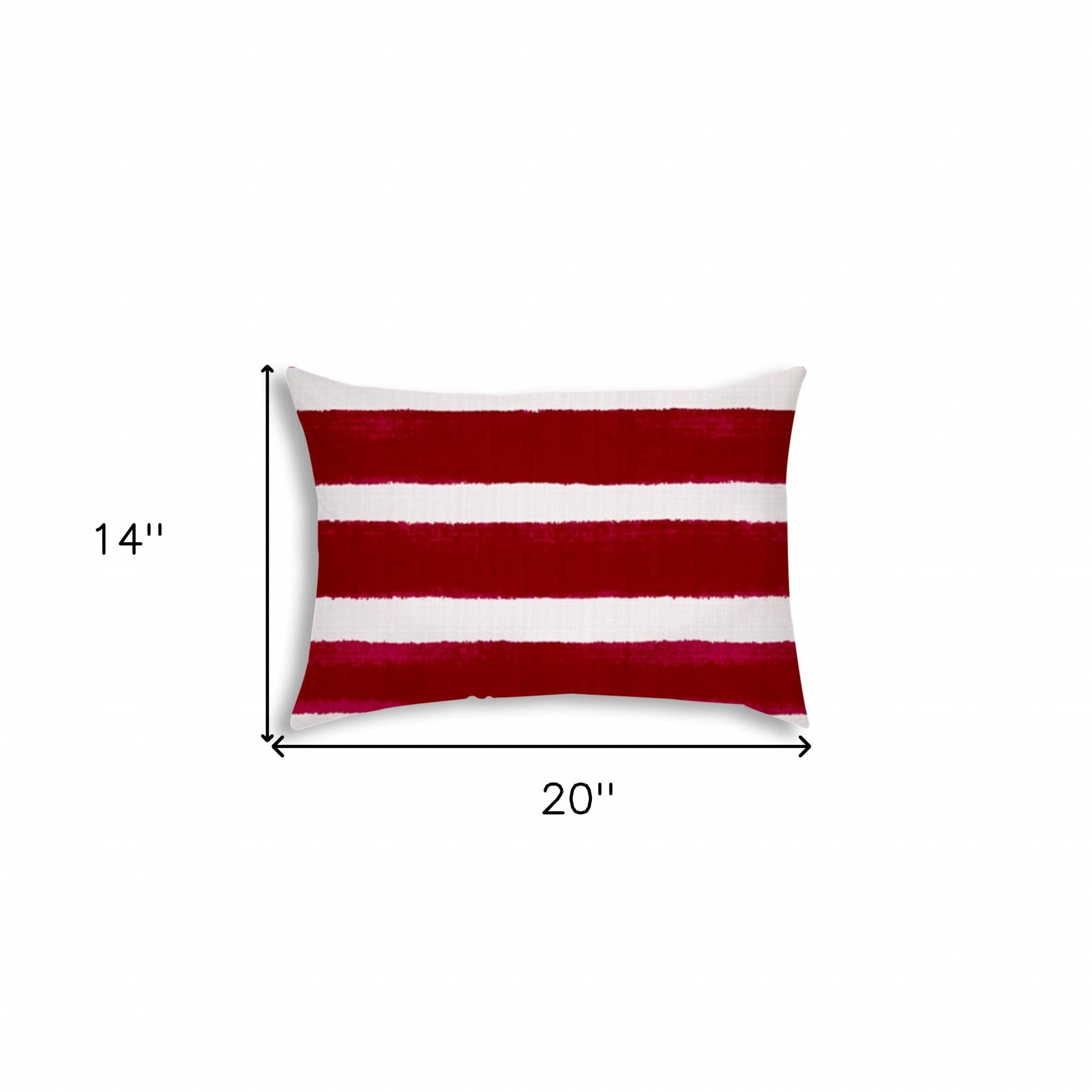 14" X 20" Hot White Blown Seam Striped Lumbar Indoor Outdoor Pillow - Homeroots - Flyclothing LLC