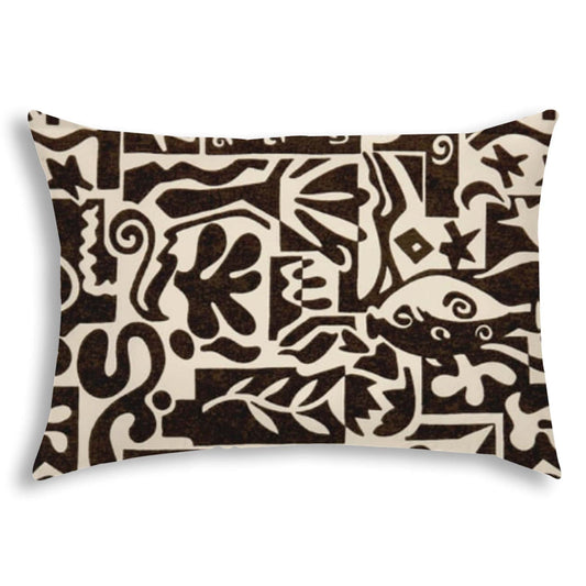 20" X 14" Black and Off White Abstract Indoor Outdoor Throw Pillow With No Decorative Addition - Homeroots